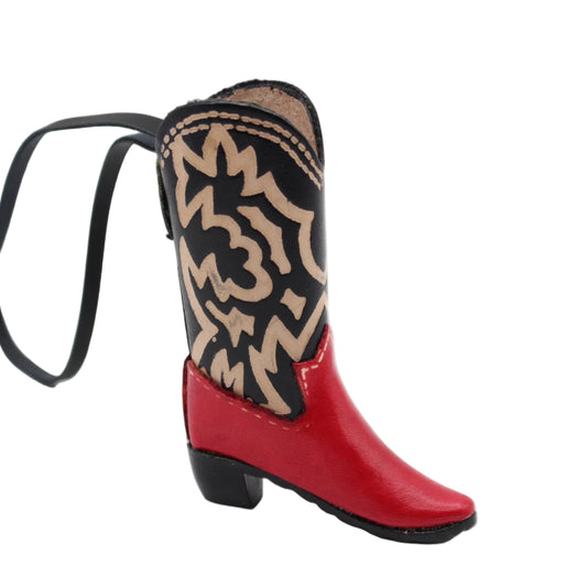 Red and Black Leather Cowboy Boots Ornament