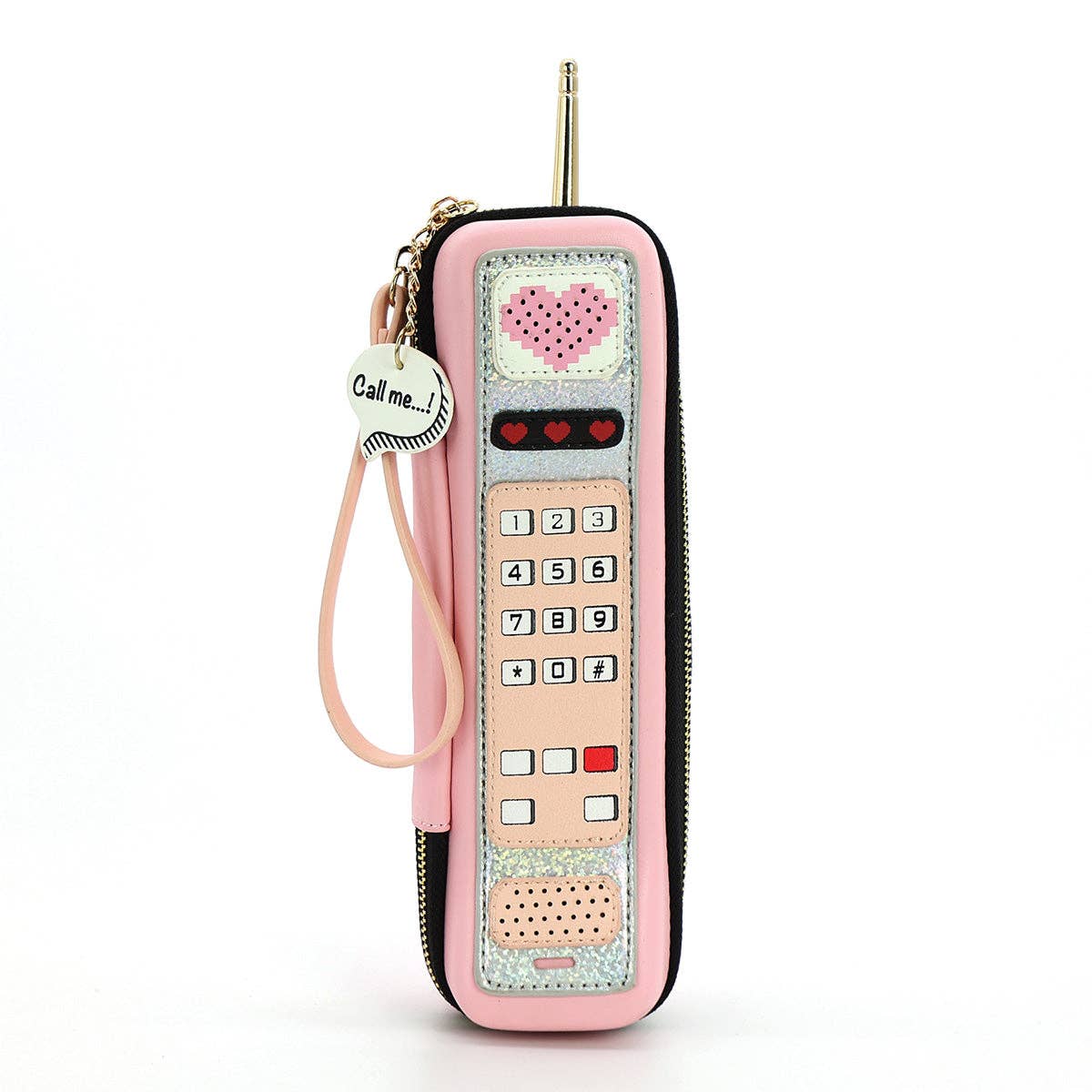 Handheld Vintage Phone Wristlet in Vinyl Material