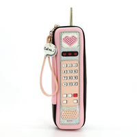 Handheld Vintage Phone Wristlet in Vinyl Material