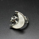 Moon &amp; Star Natural Stone Adjustable Ring
