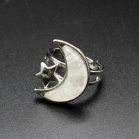 Moon &amp; Star Natural Stone Adjustable Ring