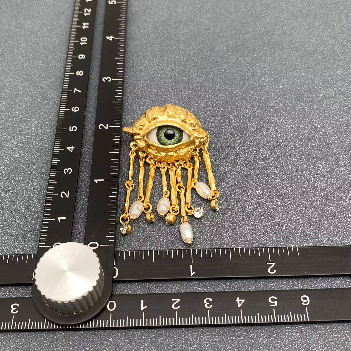 Turkey Evil Eye Pearl &amp; CZ Tassel Earrings
