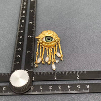 Turkey Evil Eye Pearl &amp; CZ Tassel Earrings