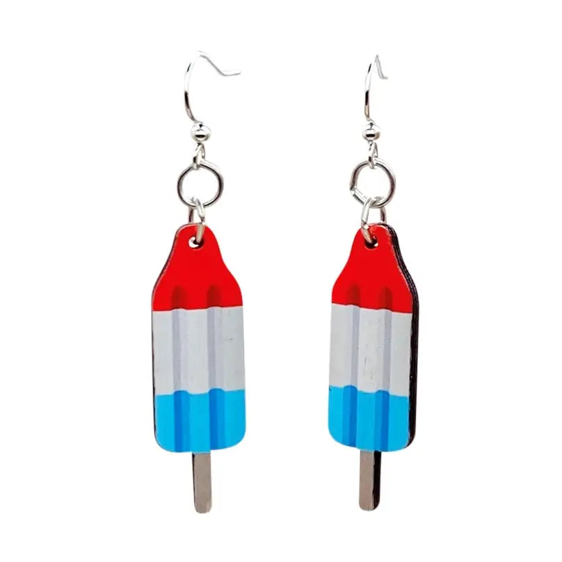 4th of July Popsicle Wooden Earrings