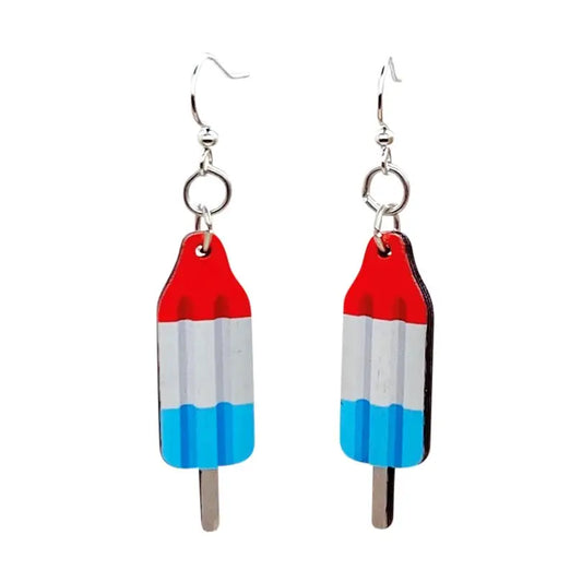 4th of July Popsicle Wooden Earrings
