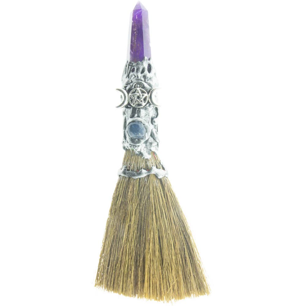 Amethyst Triple Moon Wicca Broom