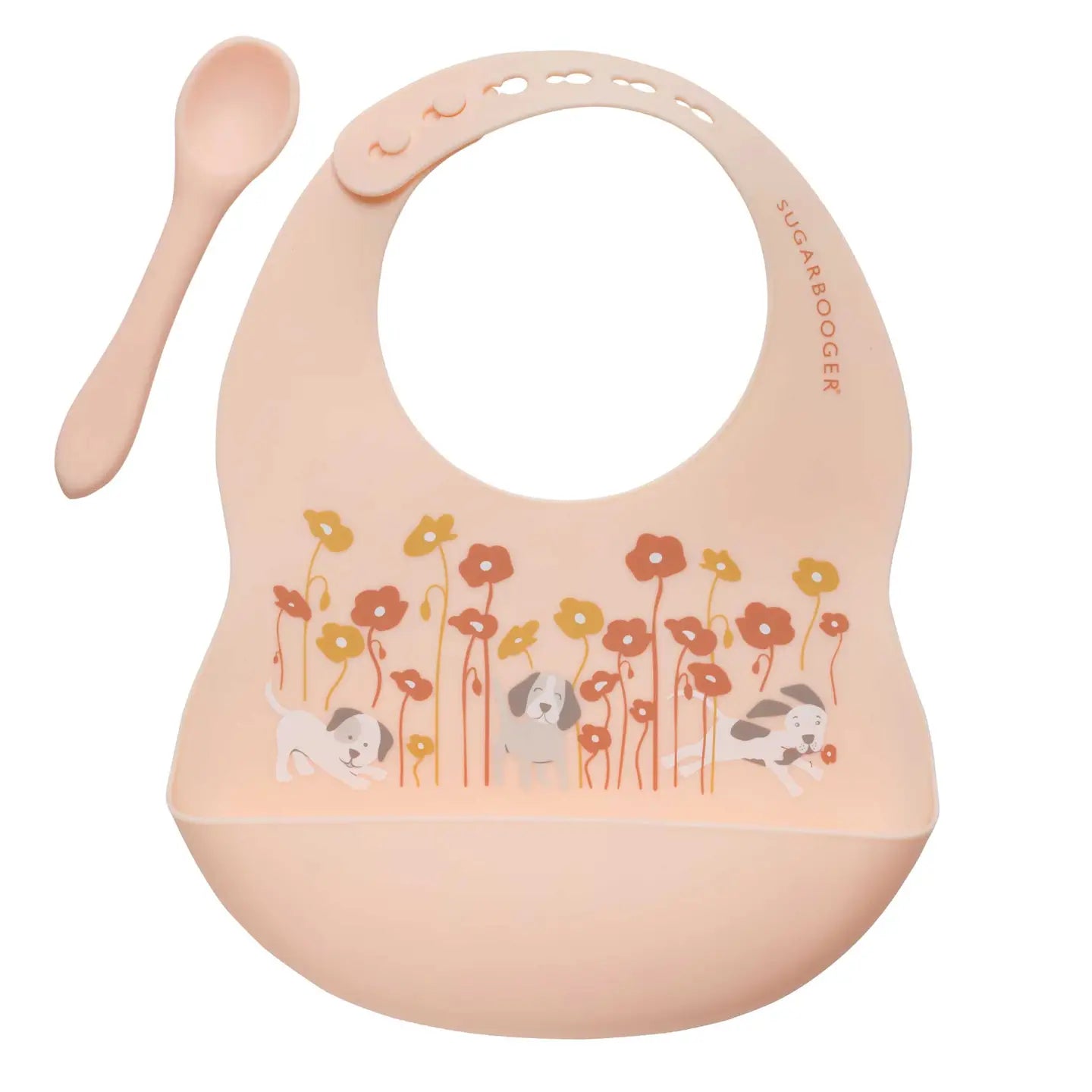 Puppies & Poppies Silicone Bib & Spoon Set