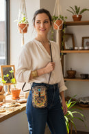 Handmade  Leather Black Owl Pouch purse handbag crossbody
