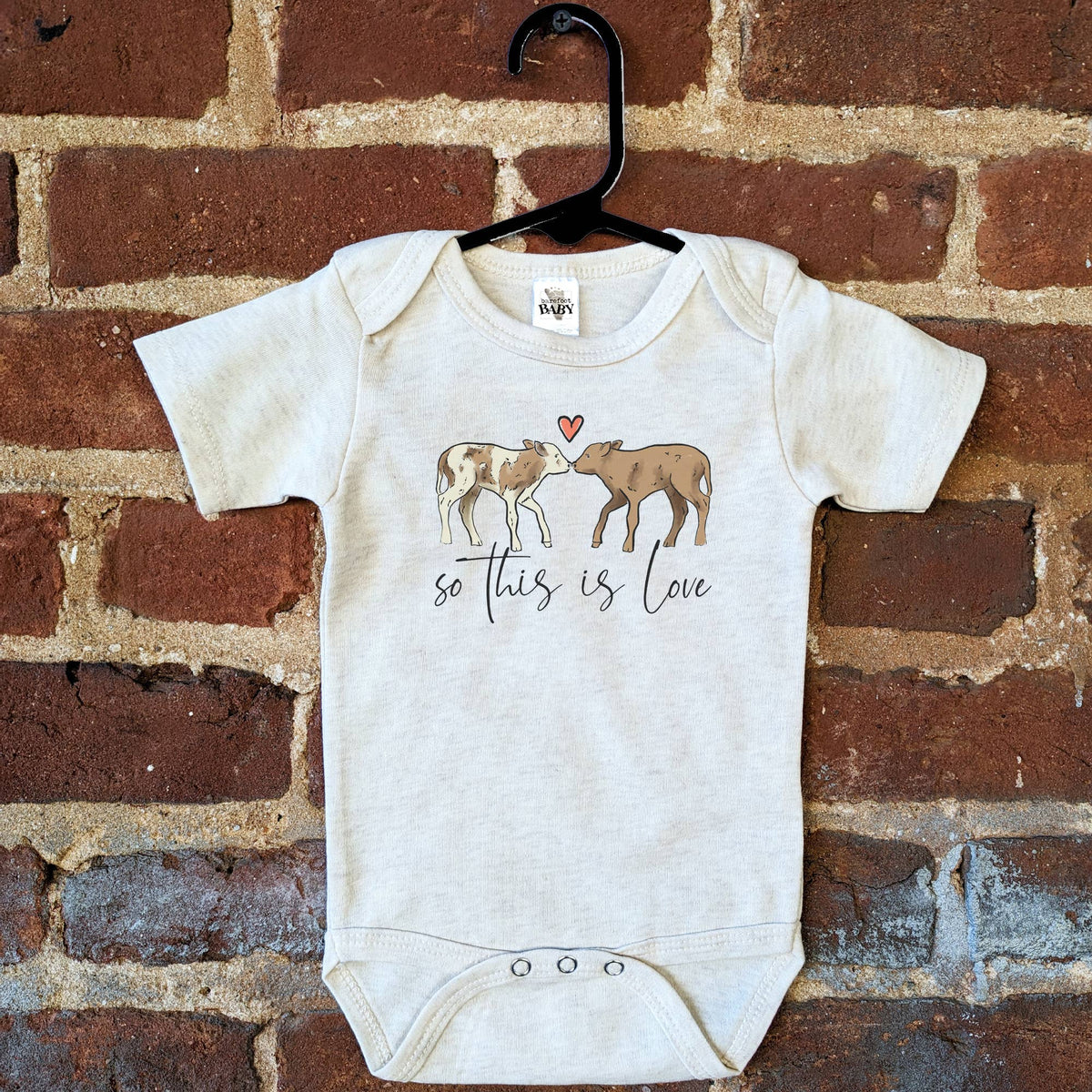 So this is love cow Baby Valentines Day Bodysuit
