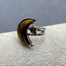 Moon &amp; Star Natural Stone Adjustable Ring