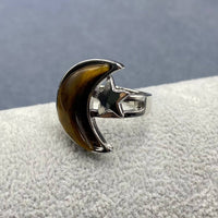 Moon &amp; Star Natural Stone Adjustable Ring