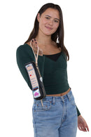 Handheld Vintage Phone Wristlet in Vinyl Material