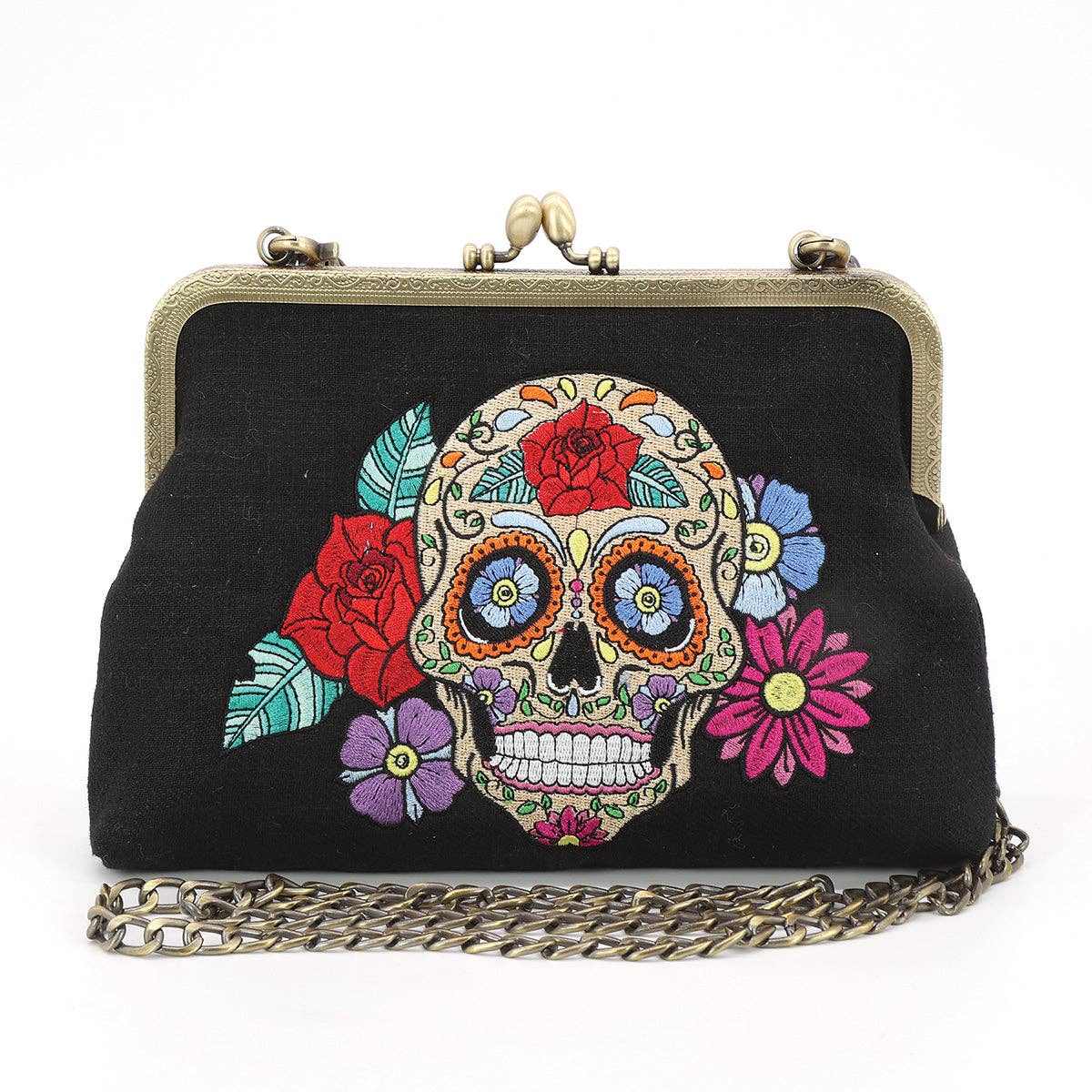 Sugar Skull Kiss Lock Bag