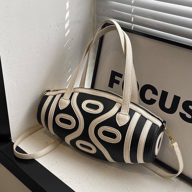 Geo Barrel Crossbody Bag Cylindrical Handbag