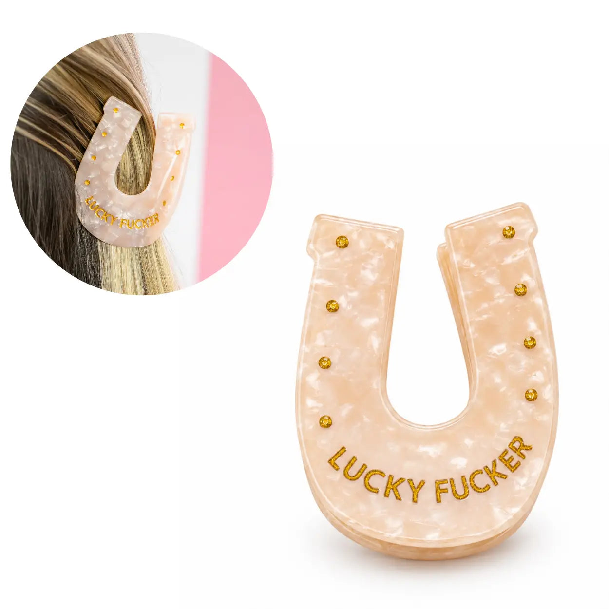 Lucky Fucker - Horseshoe Acetate Hair Claw Clip