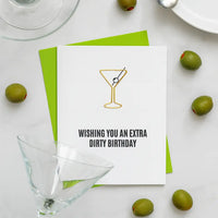 Extra Dirty Martini Birthday - Paper Clip Letterpress Card