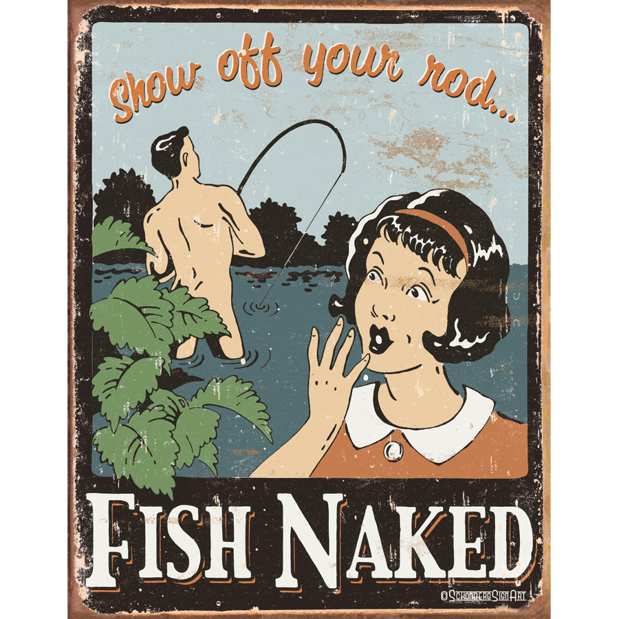 Schonberg - Fish Naked Tin Sign