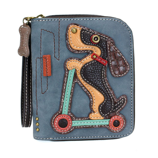 Zip-Around Wallet Wiener Dog Scooter