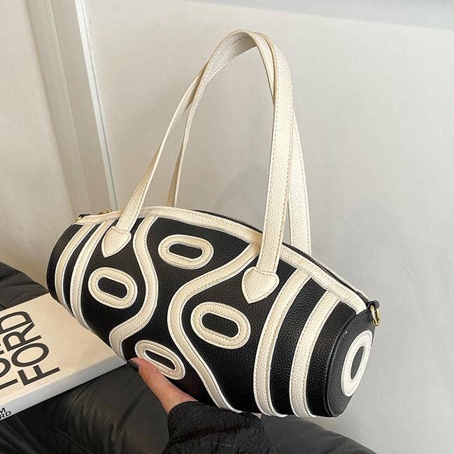Geo Barrel Crossbody Bag Cylindrical Handbag