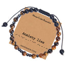 Morse Code Tiger Eye & Matte Beaded Stretch Bracelet