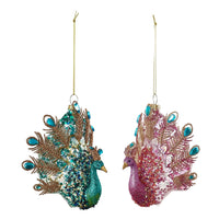 Peacock Glass Christmas Ornament