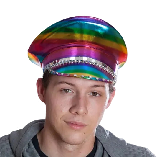 Rainbow Metallic Captain Hat