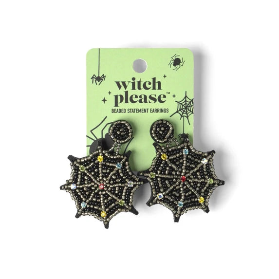 Halloween Witch Please Beaded Statement Earrings
