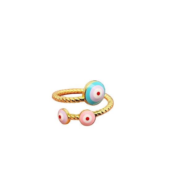 Evil Eye Gold Adjustable Rings