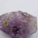 18K Gold Plated Crystal Evil Eye Slide Bracelet