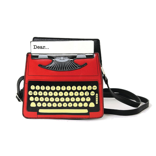 Vintage Typewriter Screen Print Vinyl Satchel Bag