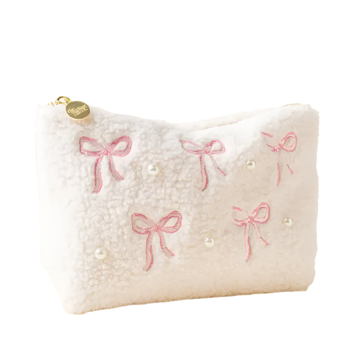 Teddy Pouch Bows Pink