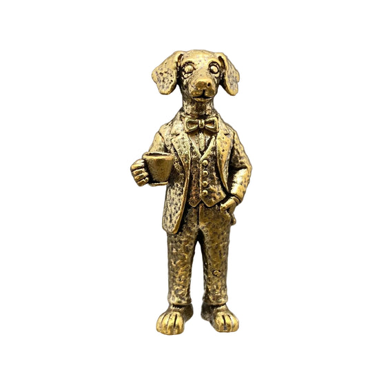The Dog Drinking Coffee Brass Crafts Desktop Ornaments
