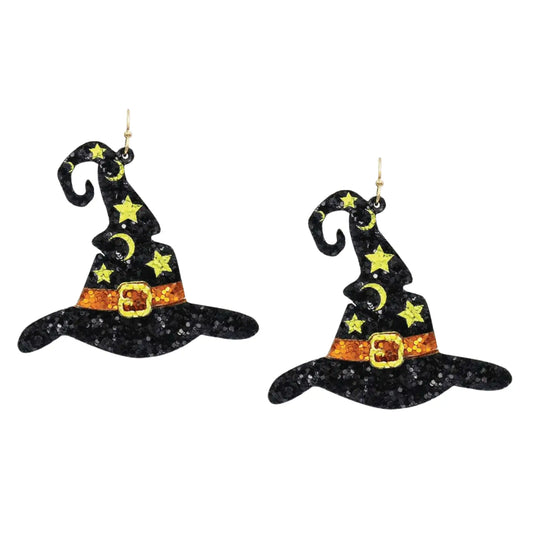Glittery Witch Hat Earrings