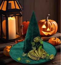 Flower Halloween Hat Green Witch Hat