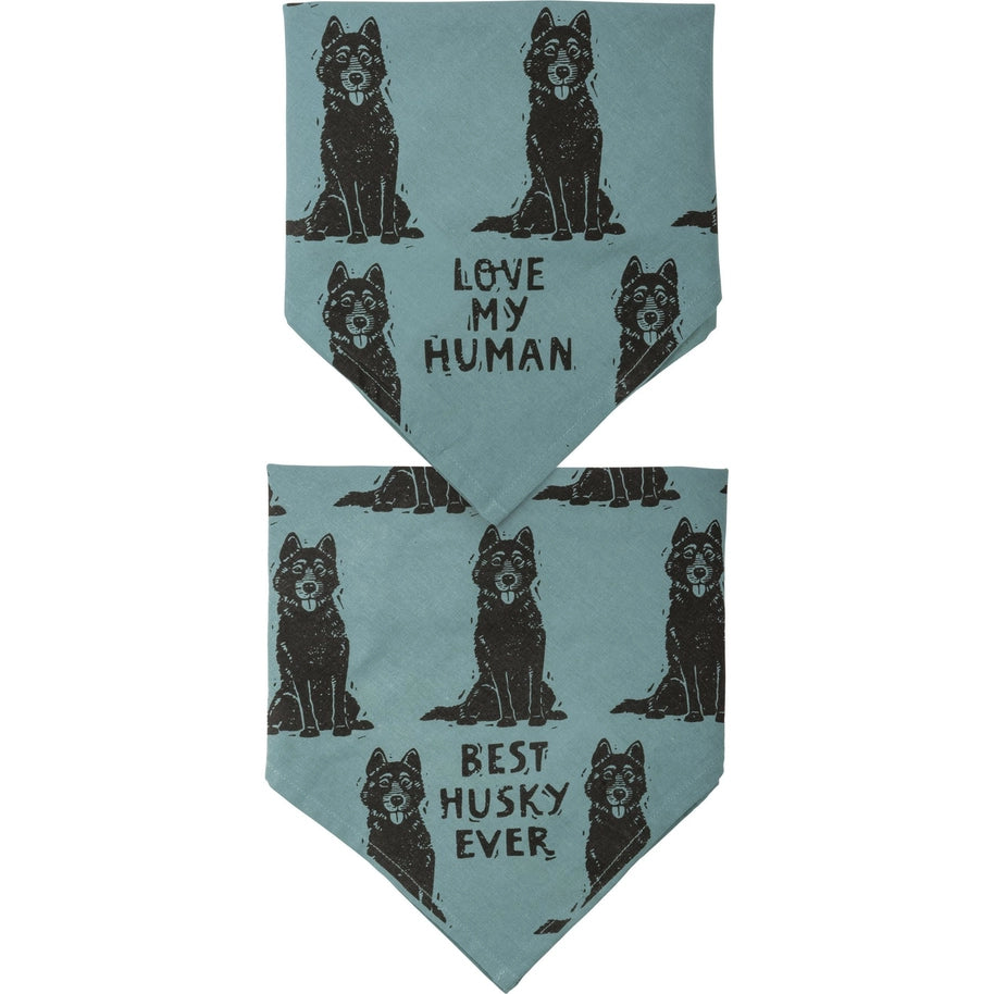 Husky/Love My Human Large Pet Bandana
