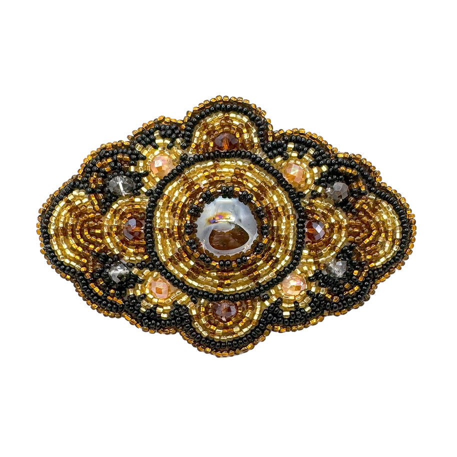 Large Beaded Mandala Seed Bead Barrette Hair Clip