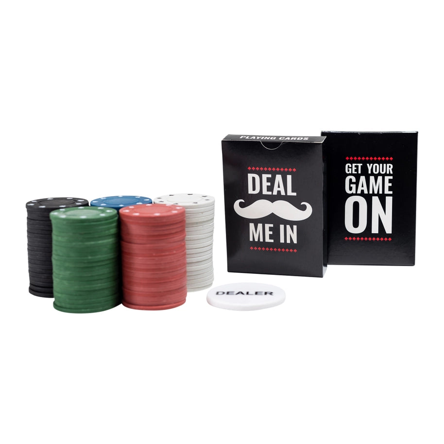 Men's Professional Poker in A Tin Cards & Chips Set
