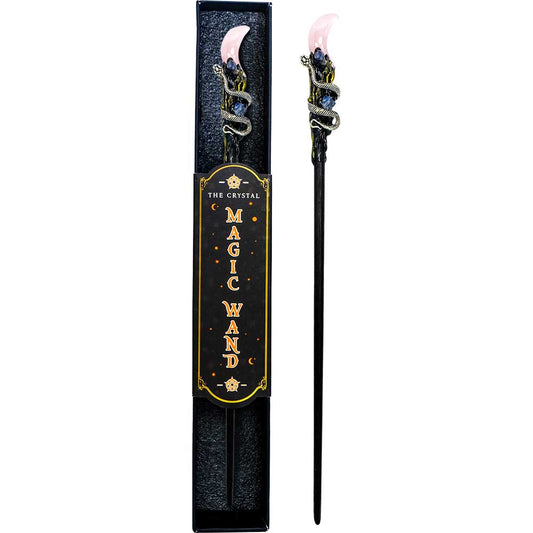 Rose Quartz Moon & Snake Magic Wand w/ Gift Box