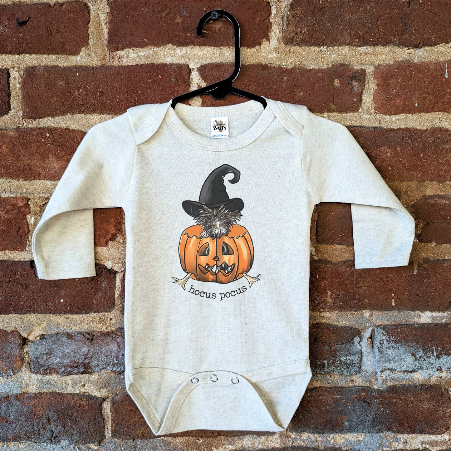 "Hocus Pocus" Funny Chicken Country Halloween Baby Bodysuit