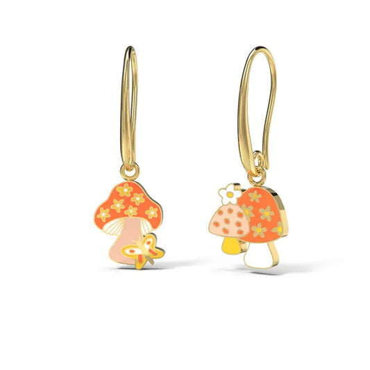 Hanging Earring Mushroom Butterfly