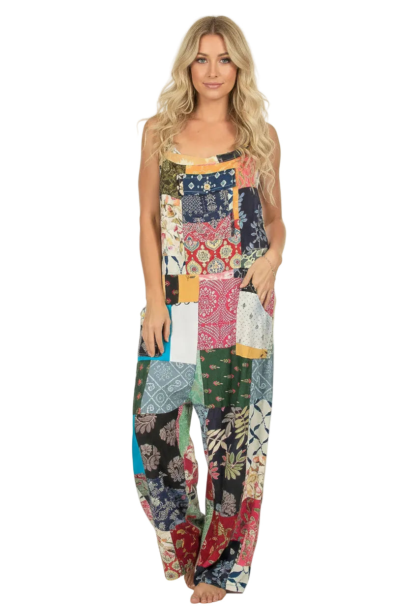 Cotton Patchwork Overalls