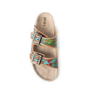 Falling Feather Sandals in Green and Brown