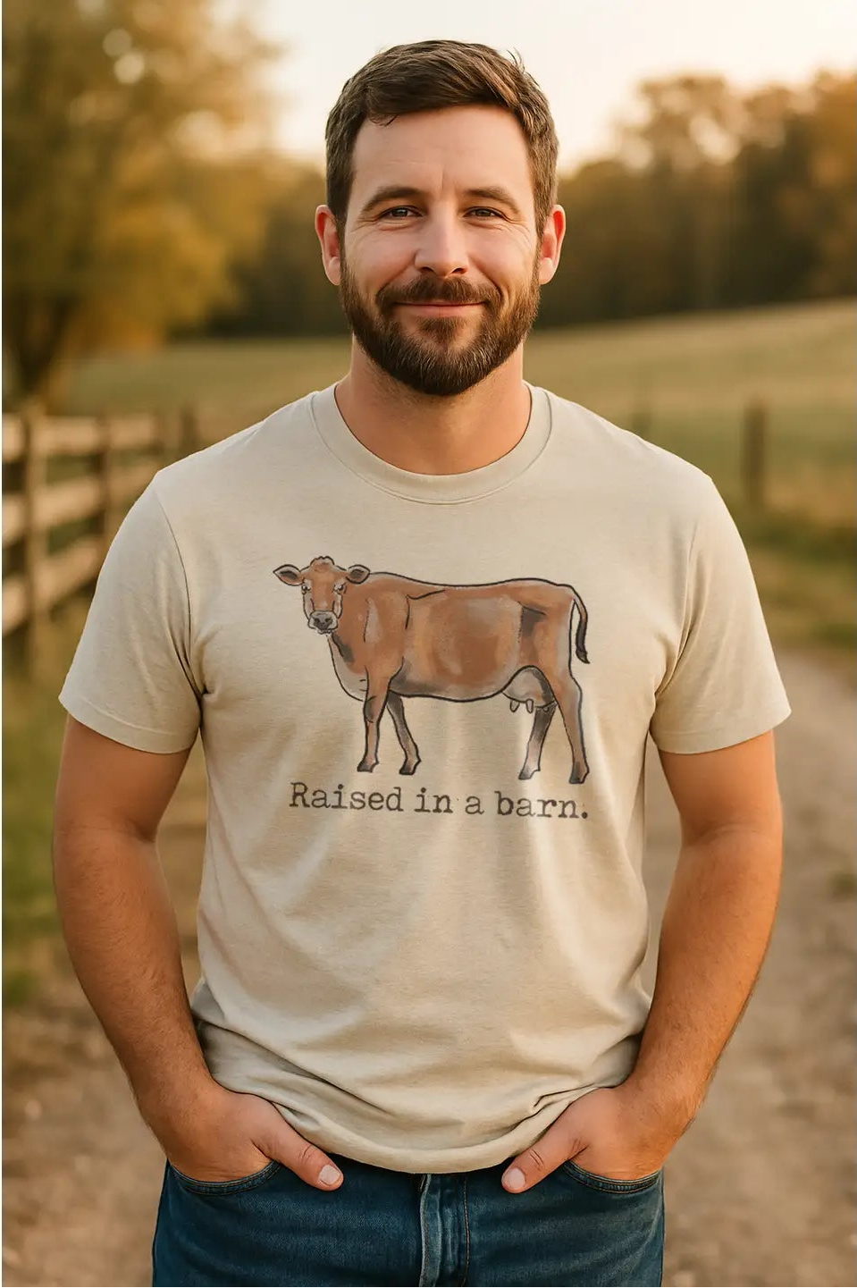 Raised in A Barn Cow Tee