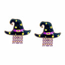 Witch Hat with Dangly Crystals Earrings