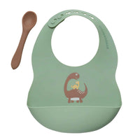 Baby Dinosaur Silicone Bib & Spoon Set