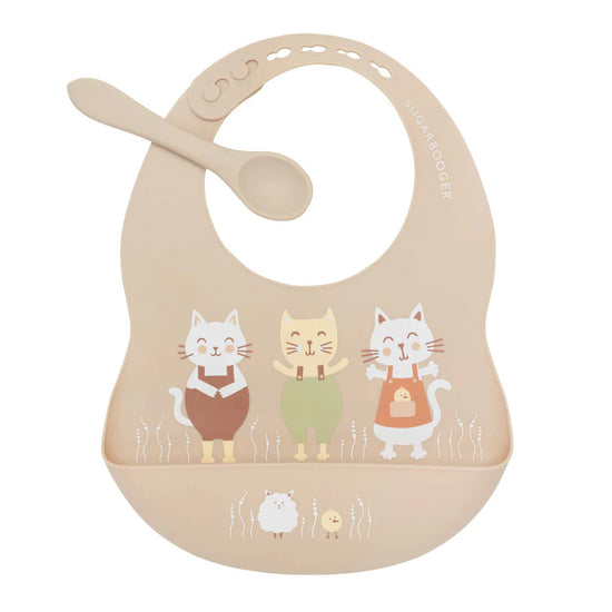 Prairie Kitty Silicone Bib & Spoon Set