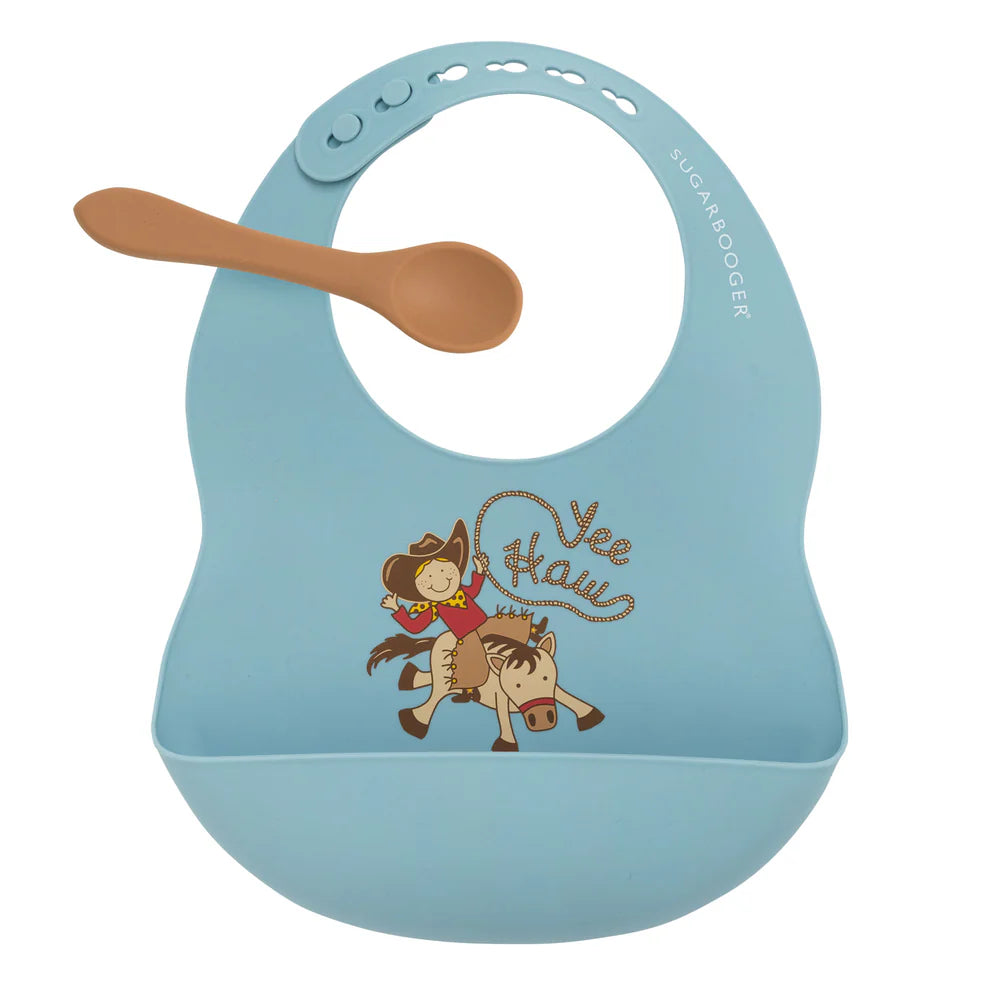 Howdy Cowboy Silicone Bib & Spoon Set