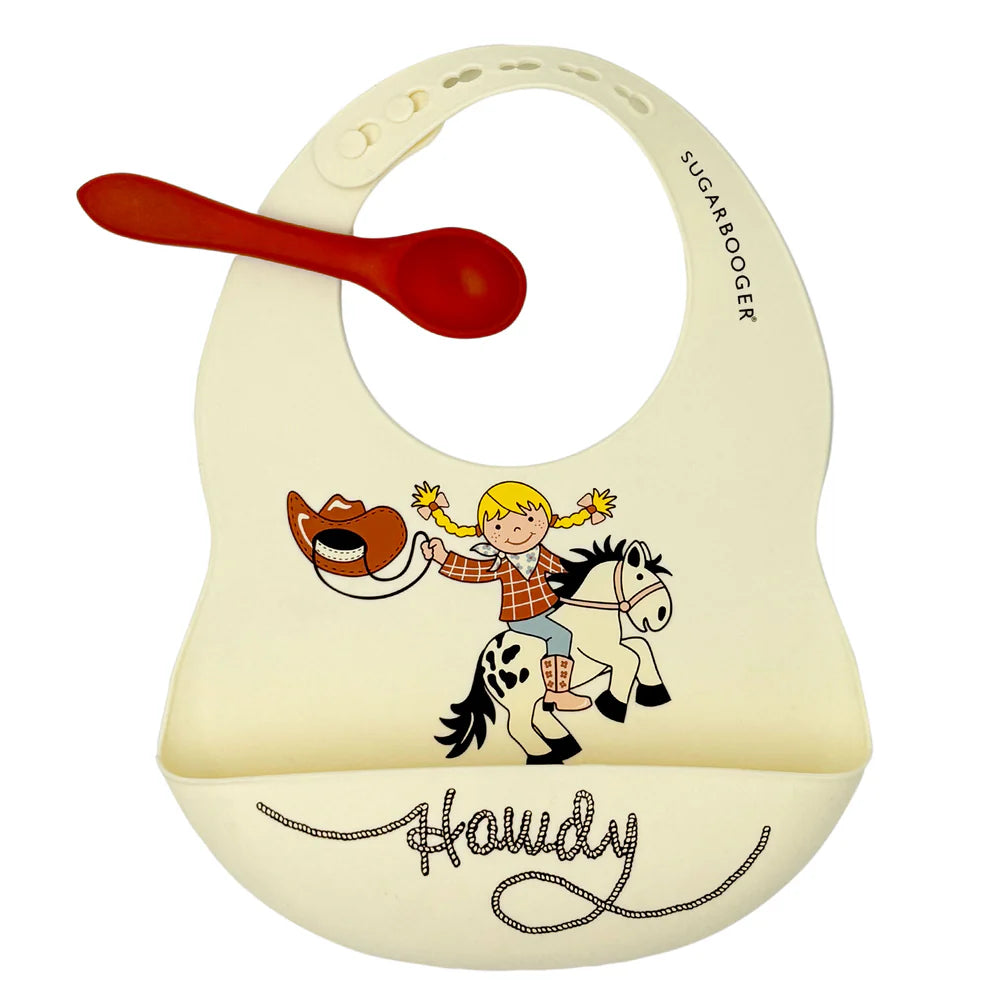 Howdy Cowgirl Silicone Bib & Spoon Set