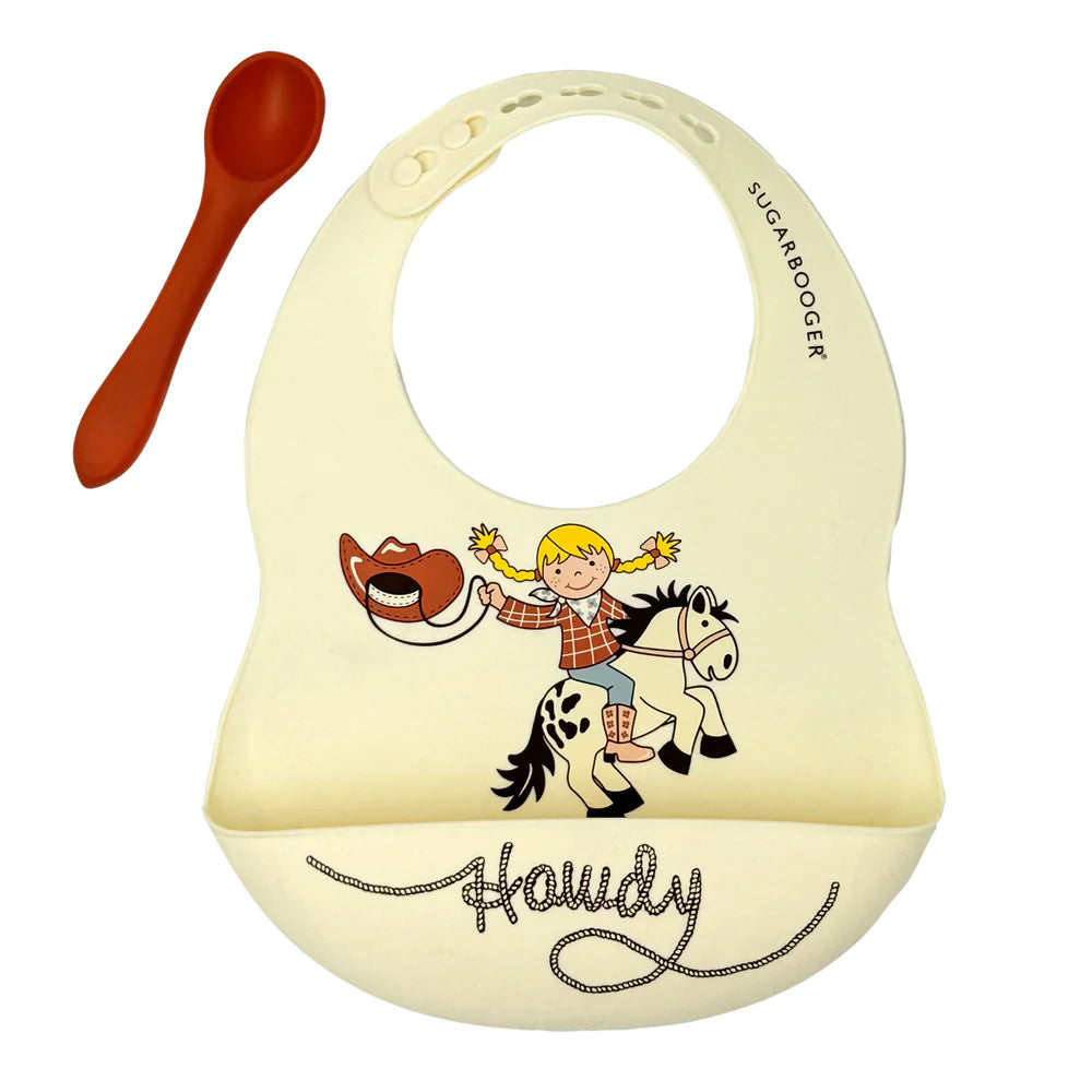Howdy Cowgirl Silicone Bib & Spoon Set