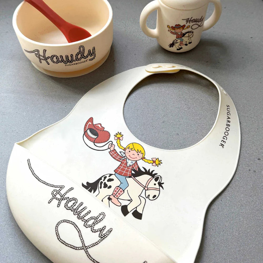 Howdy Cowgirl Silicone Bib & Spoon Set